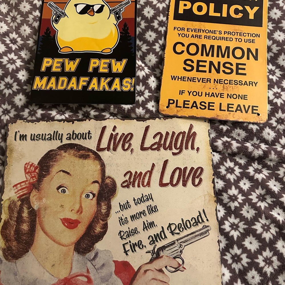 Each sign can be sold seperate or the bundle all three